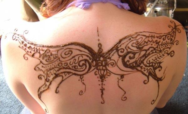 butterfly pattern mehndi design for back