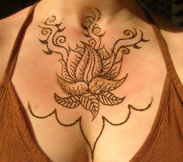 lotus mehndi design for chest