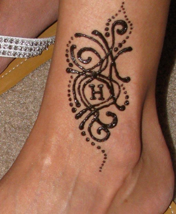 modern mehndi design for ankle