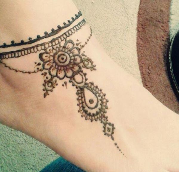 traditional mehndi design for ankle