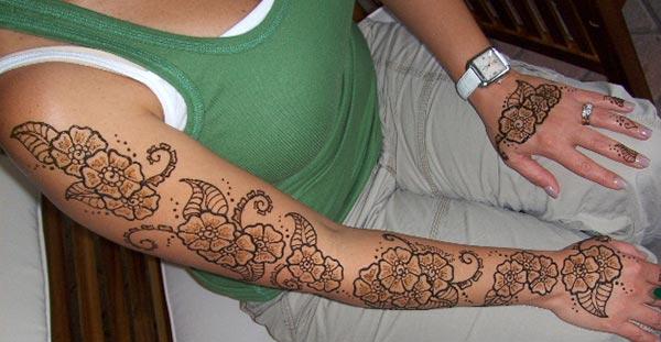 floral mehndi design for full arm