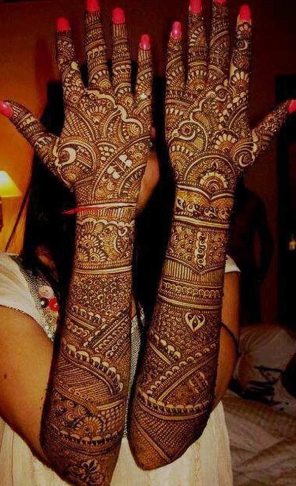 bride mehndi design for full arm