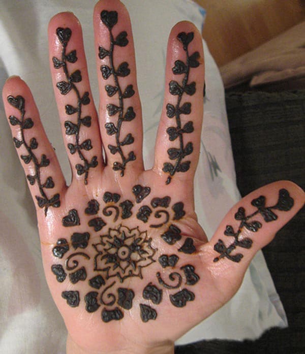 flowers and leaves mehndi design for palm-palms