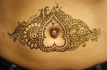 stomach mehndi designs idea for girls