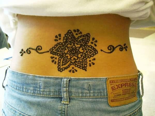 Floral Mehendi Design on Lower Back for Girls