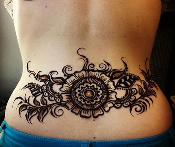 flower with vines lower back mehndi design for ladies