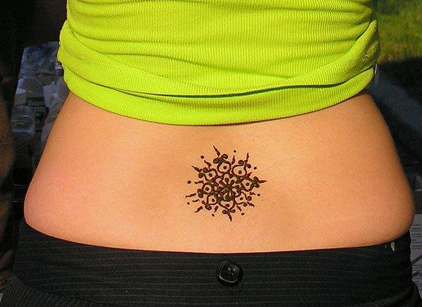 Small Mehndi Design on Lower Back for Ladies
