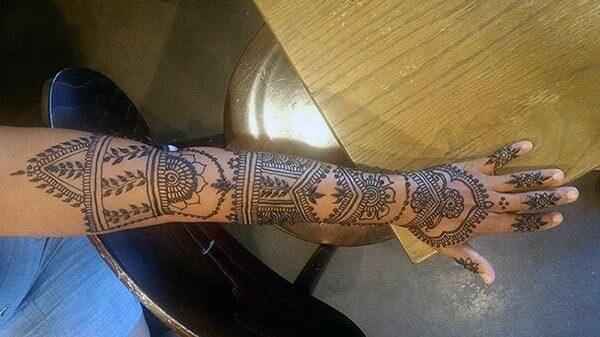 A cool full hand mehendi design for Girls and women