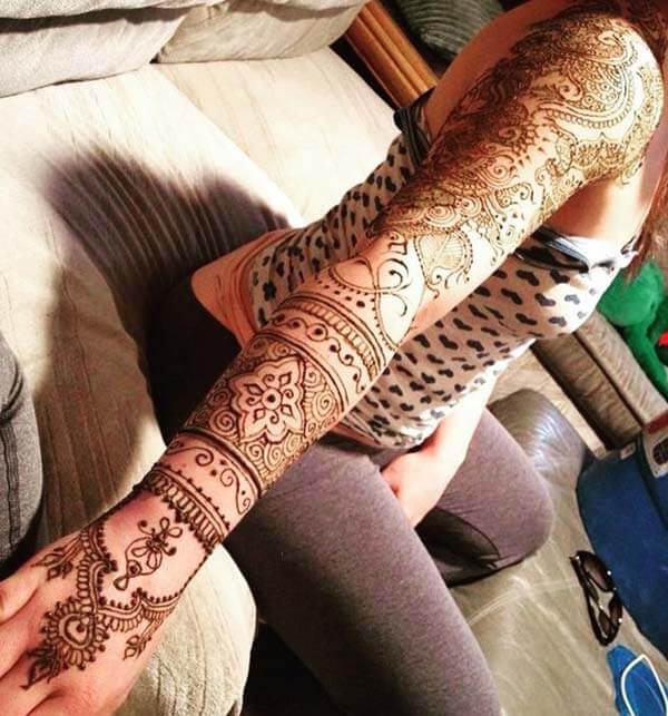 An enchanting full hand mehendi design for girls and ladies